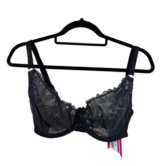 NWT Curvy Kate Stand Out Scooped Plunge Bra in Black Sparkle - Size 32H - Picture 2 of 8